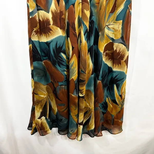 Jones NY Size 12 Maxi Skirt Silk Brown Floral‎ Y2K Fairy Grunge Whimsigoth 640 - Image 4