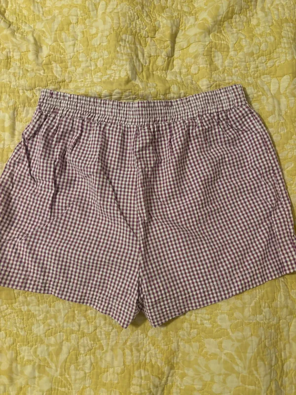 Purple and White Gingham Shorts - Image 4