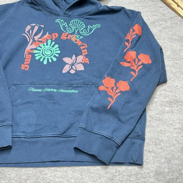 Urban‎ Outfitters Just Keep Growing Flower Market Hoodie Blue Medium Boho Indie - Image 6