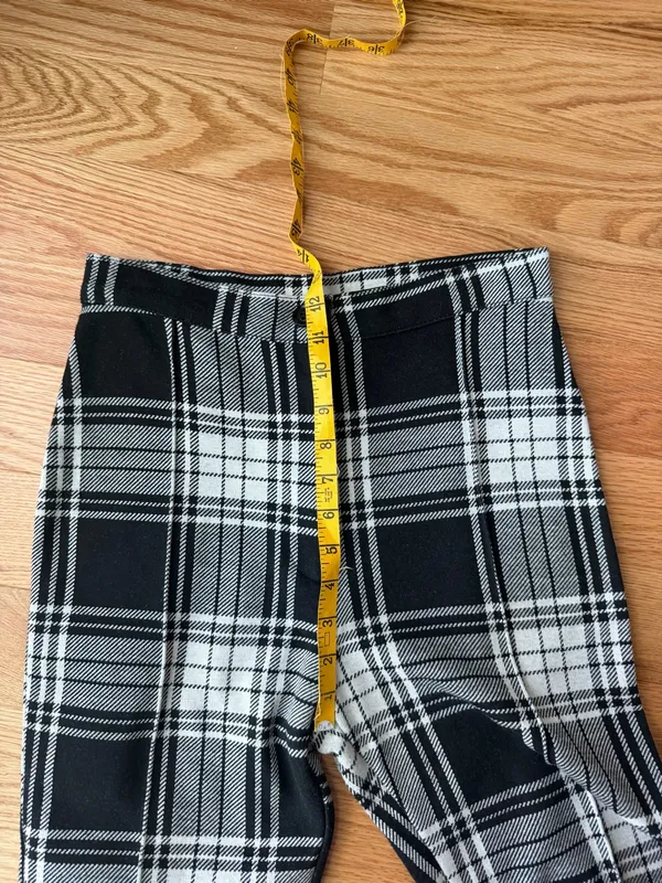 Free People Carnaby Plaid Pants Black White High Rise Skinny Size 8 - Image 5