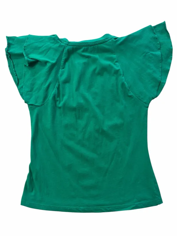 Maeve Green Flutter Sleeve Scoop Neck Top - Image 2