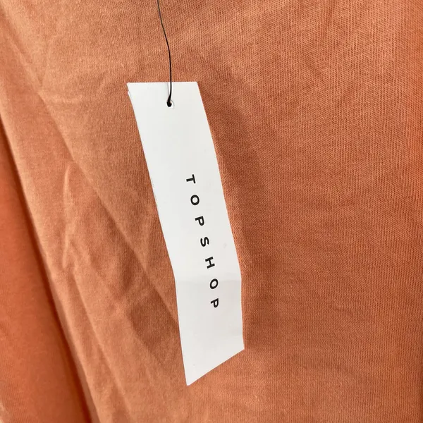 TOPSHOP Dress Size 2 Tiered Poplin Midi Peach Orange Casual Summer Ties NWT - Image 5