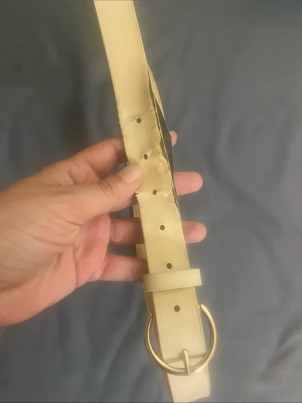 SheIn Cream Leather Belt with Gold Round Buckle - Image 5