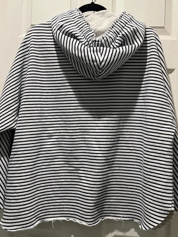 FRANK & EILEEN Blue Kane Striped Capelet Hoodie M - Image 10