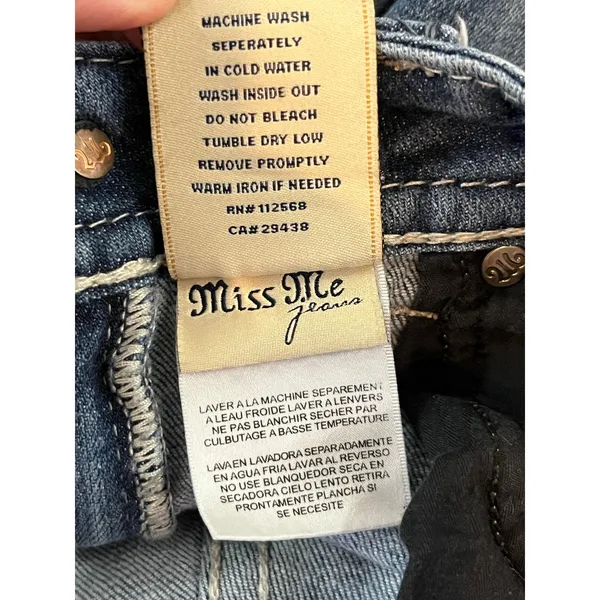 Miss Me Jeans Skinny Embellished Distressed Medium Wash Denim Buckle Y2K Size 27 - Image 10