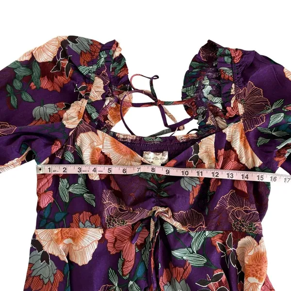 Band of the Free Floriane Purple Floral Print Crop Top Blouse Women’s Medium - Image 4