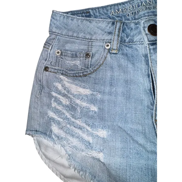 American Eagle Cut Off Jean Shorts High Rise Festival Size‎ 0 Distressed Grunge - Image 4