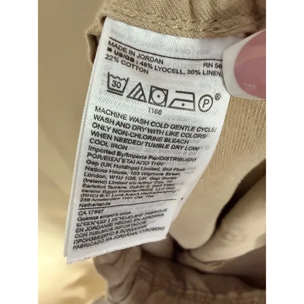 Banana Republic Utility Pants Women XS Beige Linen Blend‎ Relaxed Crop Trousers - Image 5
