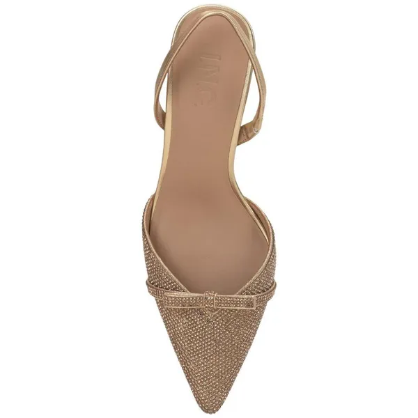 NWT INC International Concepts Slingback Kitten-Heel Pumps Gold Crystal 5M - Image 4