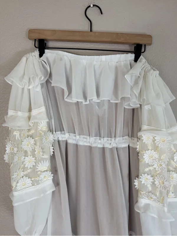 For Love & Lemons Bridal Carolina Daisy Off The Shoulder Mini Dress size Medium - Image 11