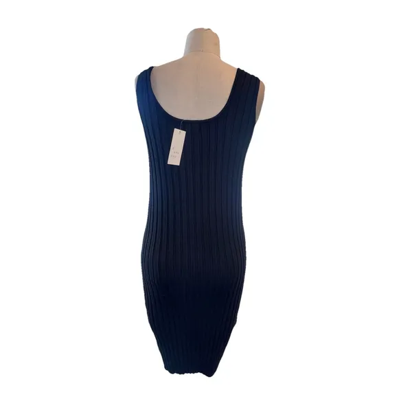 A New Day Ribbed Dress Woman's Large Bodycon Black Sleeveless New - Image 3