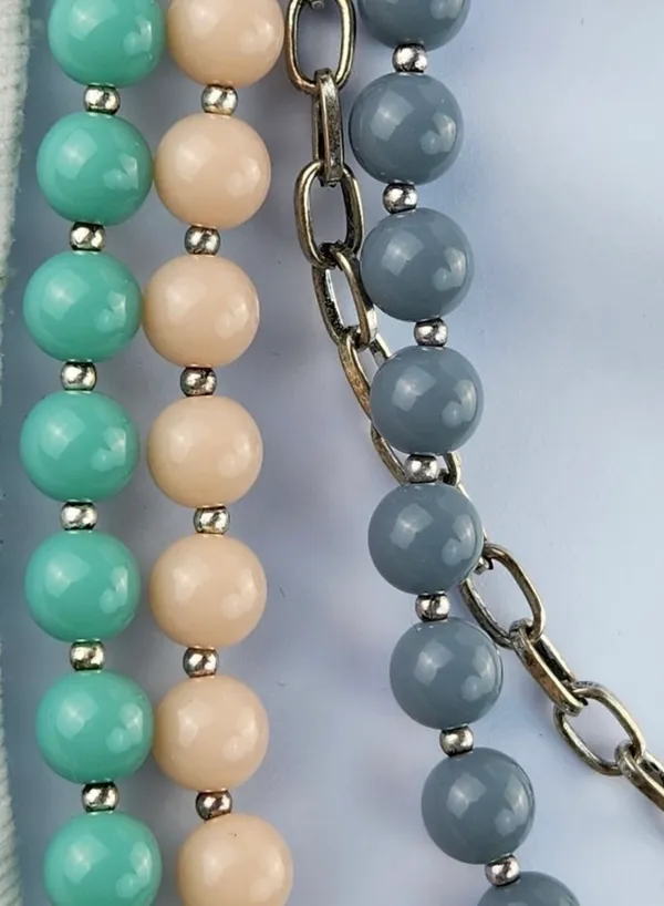 Premier Designs Multicolor Layered Beaded Charm Statement Necklace Silver Tone  - Image 5