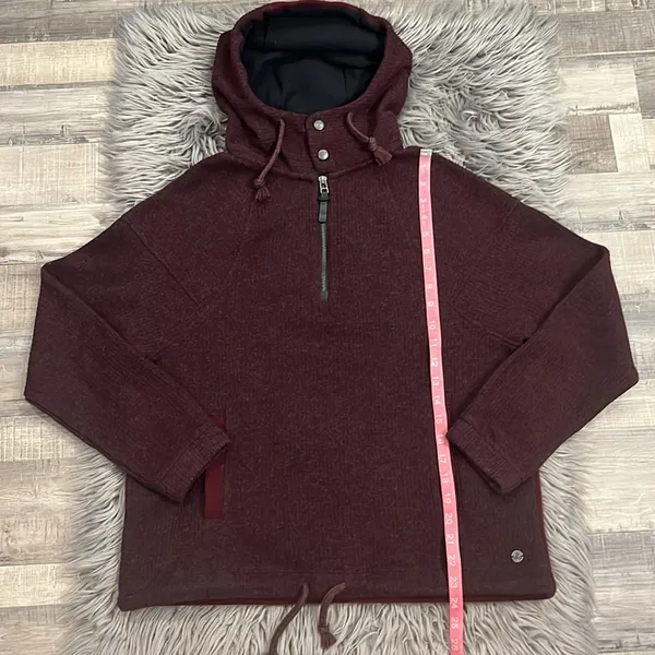 prAna Hartlie wool blend pullover half zip jacket mulled wine M - Image 8