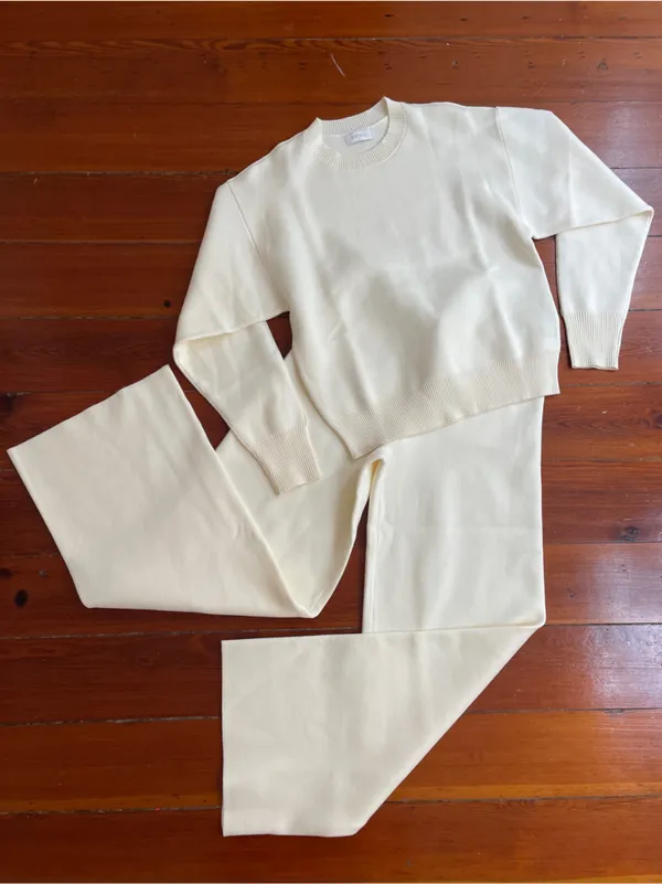 NWOT MESHKI Lauren Knit Trouser & Braxton Cozy Jumper Sweater Set in Ivory 🧡🎀 - Image 8
