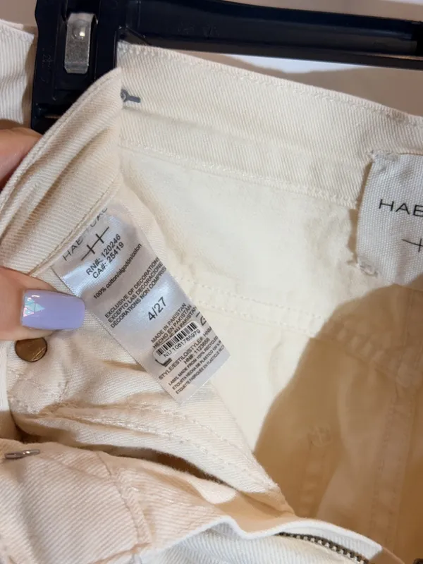 Habitual Ivory High Rise Wide Leg Straight Jeans Cream Denim Pants 27 US 4 - Image 7