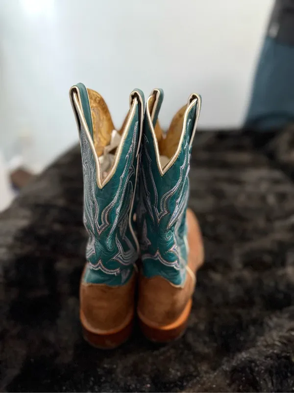 Vtg Womens Nocona Square Toe Cowboy Brown Boots Size 8 B - Image 5