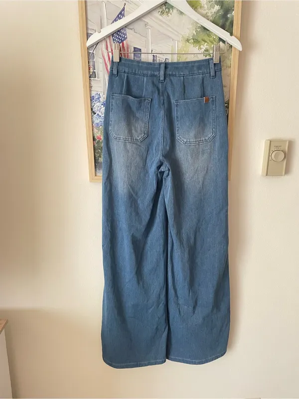 Halara Flex High Waisted Tummy Control Wide Leg Jeans Tide Blue XS New - Image 6