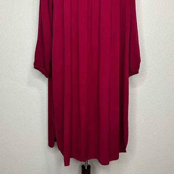 Dabenti Embroidered Sequins Burgundy Long Sleeves Midi Dress, Size XL - Image 4