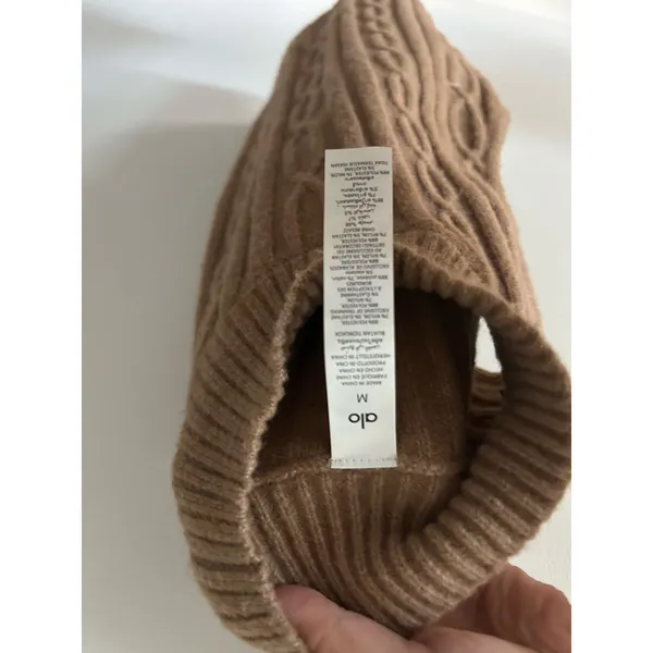 Alo Yoga Cable Knit Winter Bliss Mock Neck Tank Toasted Almond M - Image 6