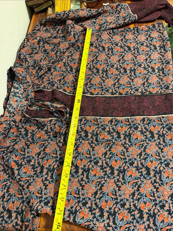 ASTR The Label Bohemian Peasant Tie Neck Smocked Cuffs Floral Blouse Prairie - Image 5