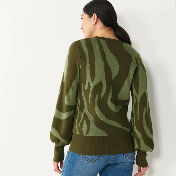 Nine West Green Patterned Women's Sweater - Image 2