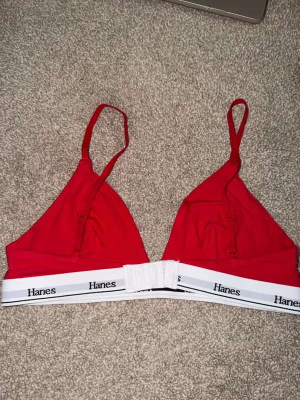 Hanes Red Triangle Bralette with White Logo Band - Image 2
