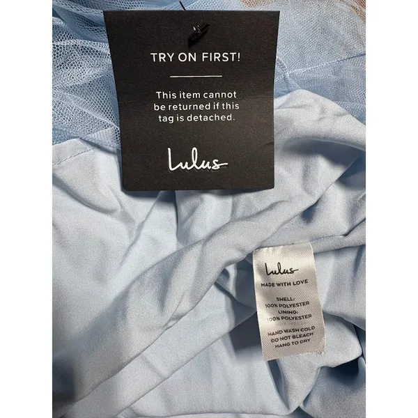 Lulus‎ Baby Blue Tulle Bridesmaid Formal Evening Gown XS - Image 11