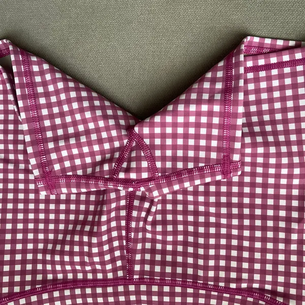 Alo Yoga 4” Vapor High Waist Gingham Short Raspberry Sorbet XXS - Image 3