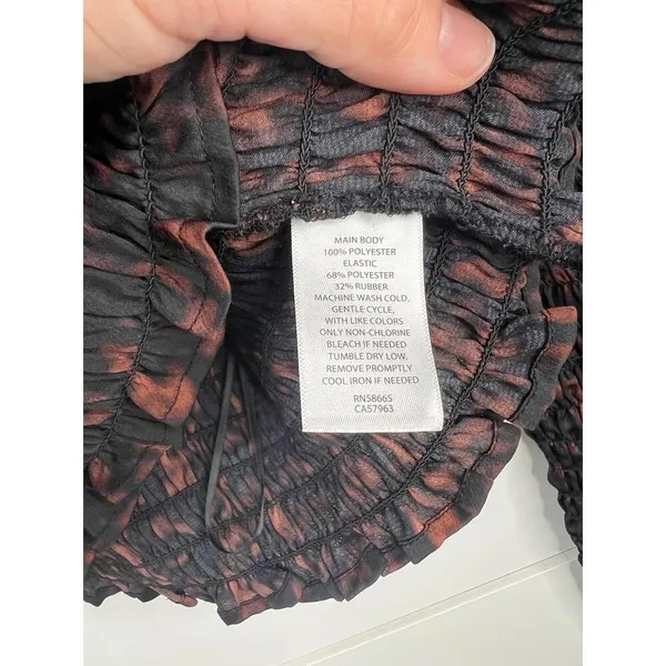 Open Edit Black Brown Ruche Smocked Long Sleeve Scoop Neck Crop Top Sz S - Image 8
