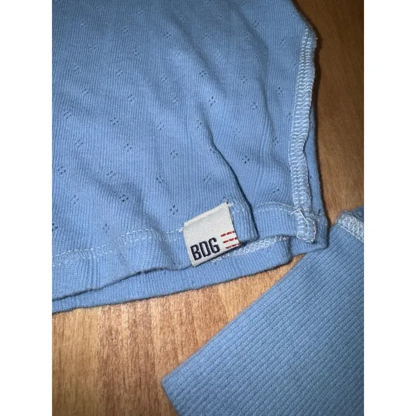 BDG Urban Outfitters‎ Blue Pointelle Waffle Knit Long Sleeve Crop Top XS - Image 2