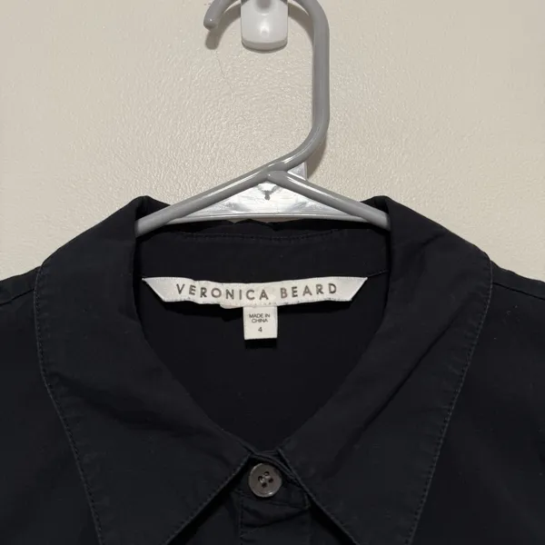 Veronica Beard Black Ferris Stretch Poplin Ruched Shirt Dress Size 4 - Image 5