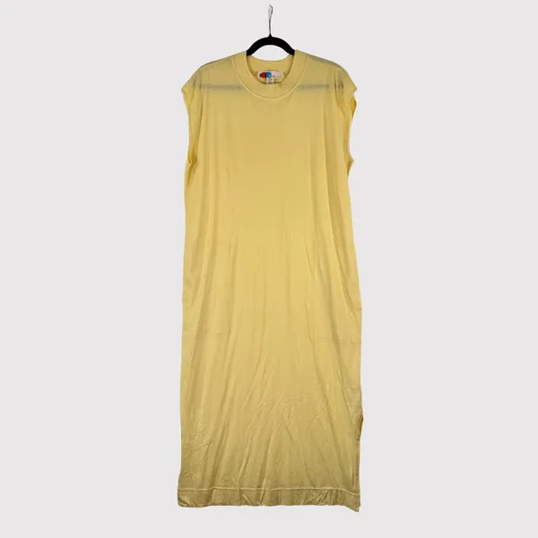 Free People FP Beach Womens Dress Yellow All Day Long Midi T Shirt Slit Medium - Image 2