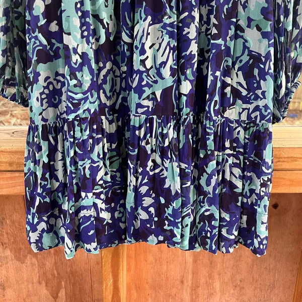 Anthropologie Somerset Long Sleeve Mini Dress Blue Printed Size S - Image 5