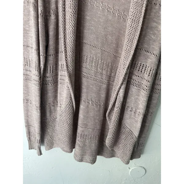 Knox‎ Rose Women's Mauve Knit Open Cardigan Sweater M Lightweight Boho Casual - Image 3