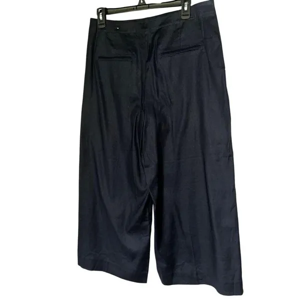 Ann Taylor Navy Blue Linen Blend Sailor Wide Leg Cropped Pants Size 8 - Image 3