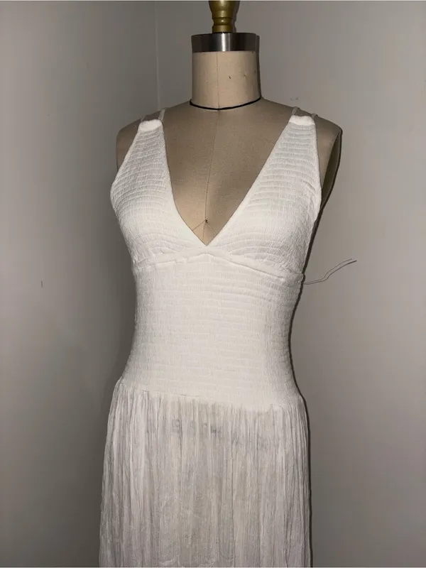 Free People Ivory Gauzy Maxi Dress Size Small - Image 7