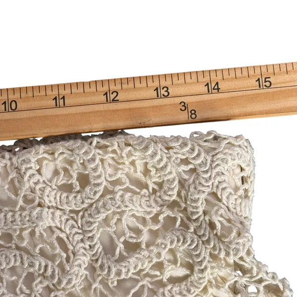 A New Day BOHO Crochet Lace Overlay Mini Skirt Cream‎ Beige Open Knit Festival Size S - Image 9