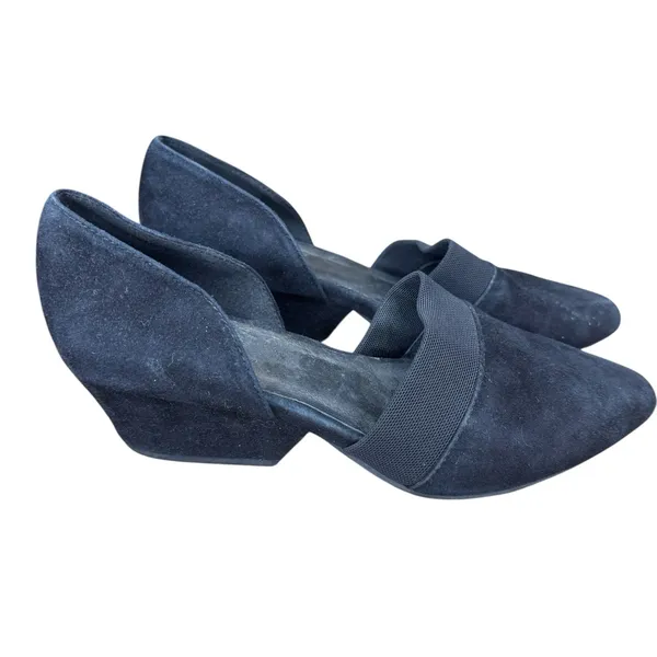 Eileen Fisher Black Suede Flats Pointed Toe Elastic Band Slip On Comfort Shoes‎ - Image 5