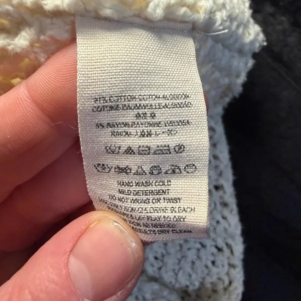 Free People Park Slope Cream V-Neck Cabincore Knit Sweater Medium. - Image 9