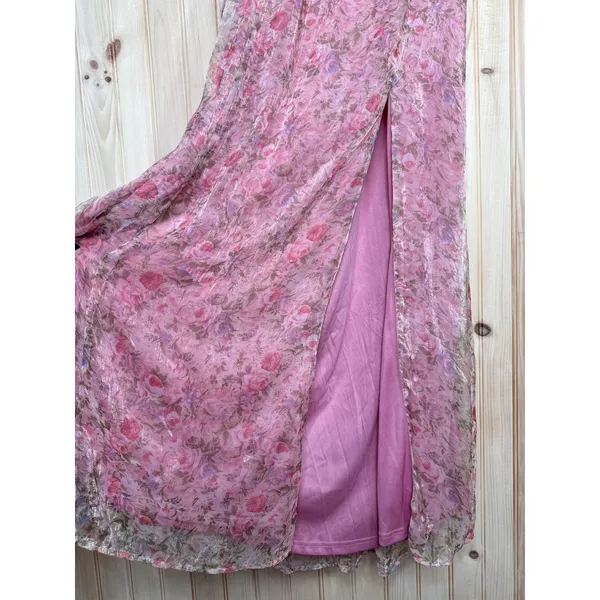 NWT Lulus Forever Dreamy Pink Floral Organza Backless Maxi Dress Gala Party XL - Image 4