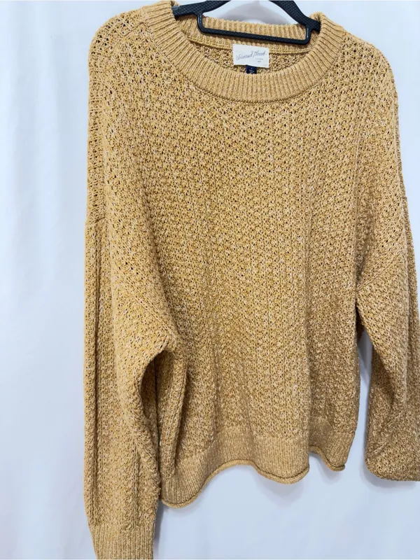Universal Threads Womens‎ Sweater Size L Gold Knit Waffle Cozy Oversized - Image 5