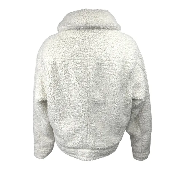 Urban Outfitters Clara Cream White Teddy Fleece Full Zip Moto Coat Jacket Size M - Image 2