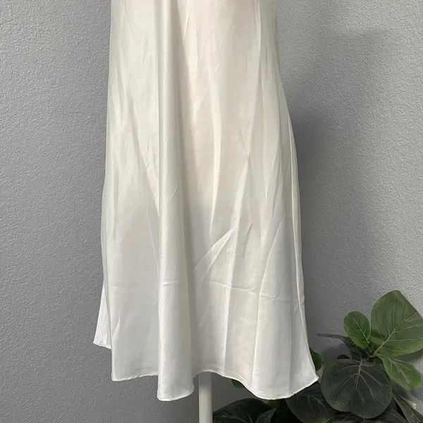 Flora Nikozi White Slip Dress Heart Lace Trim Open Back Flowy Coquette Fairy - Image 3