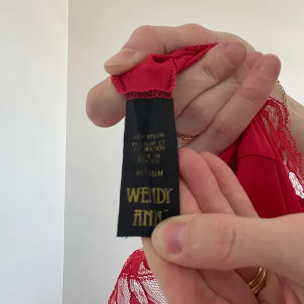 Vintage Wendy Ann Sheer Red Lace Peplum Camisole - Image 4