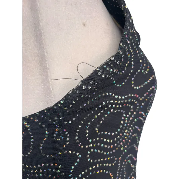 Vintage‎ All That Jazz Black Mesh Rhinestone Maxi Dress Open Back Party Wedding - Image 10