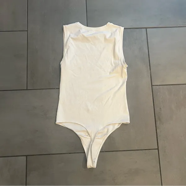 Abercrombie & Fitch Soft Collection Sleeveless Bodysuit in White - Image 4