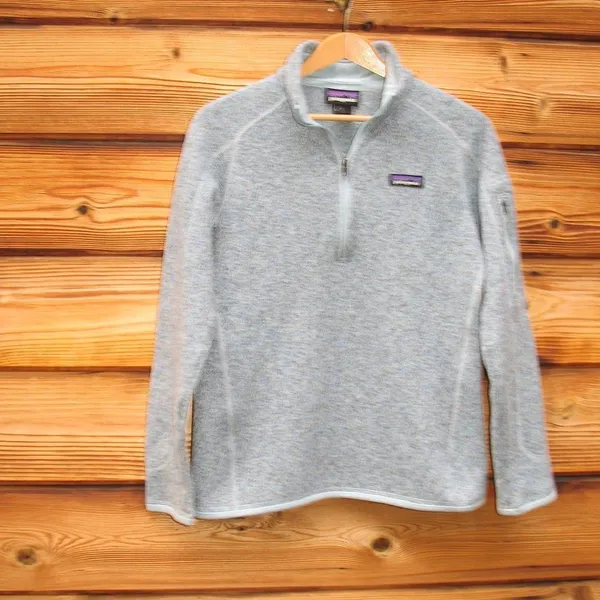 Patagonia Better Sweater 1/4 Zip Pullover Top Light Blue Gray - Image 2
