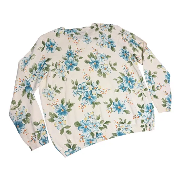 Alfred Dunner Cream Floral Beaded Cardigan Sweater size Medium - Image 3
