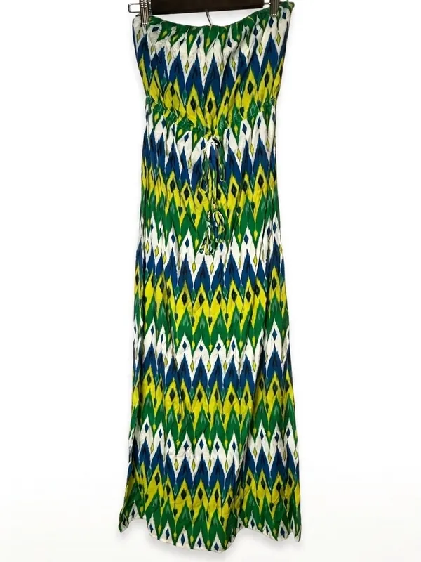 Free People Vintage Y2K Boho Ikat Strapless Maxi Dress size xs - Image 2