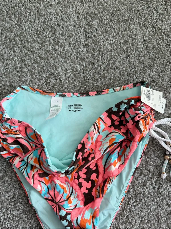 aerie Floral Bikini Bottoms in Coral, Turquoise & Brown - Image 4